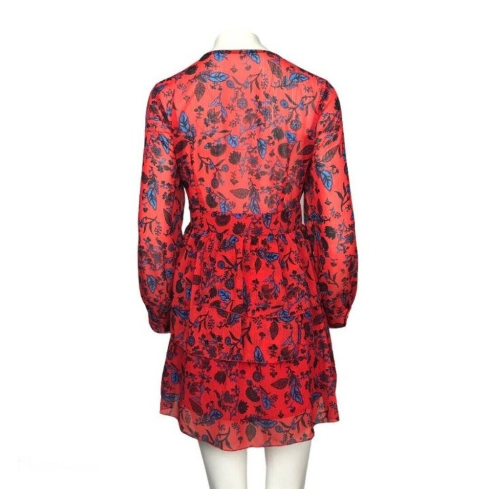 ZARA RUFFLE RED FLORAL SHORT DRESS - Picture 8 of 15